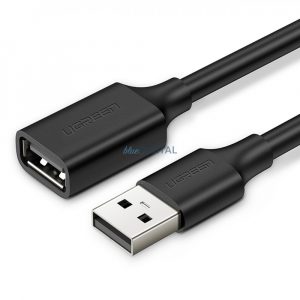 Cablu prelungitor Ugreen USB (tata) - USB (mama) 2.0 480Mbps 1.5m negru (US103)