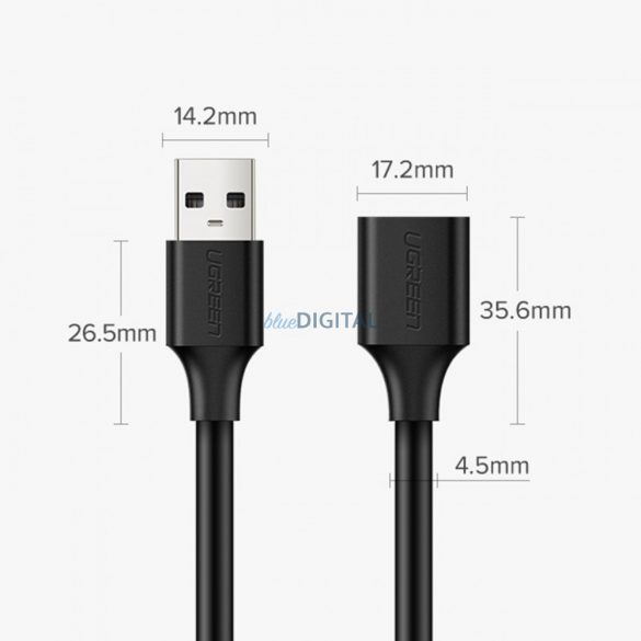 Cablu prelungitor Ugreen USB (tata) - USB (mama) 2.0 480Mbps 1.5m negru (US103)