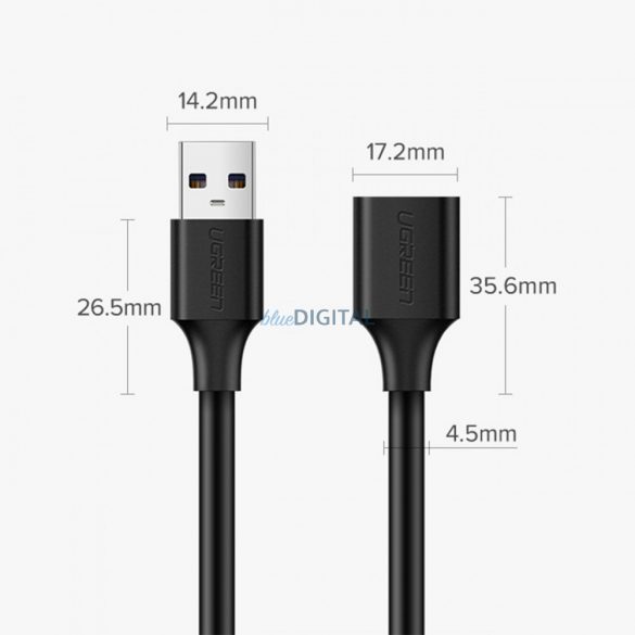 Cablu prelungitor Ugreen USB (tata) - USB (mama) 2.0 480Mbps 3m negru (US103)