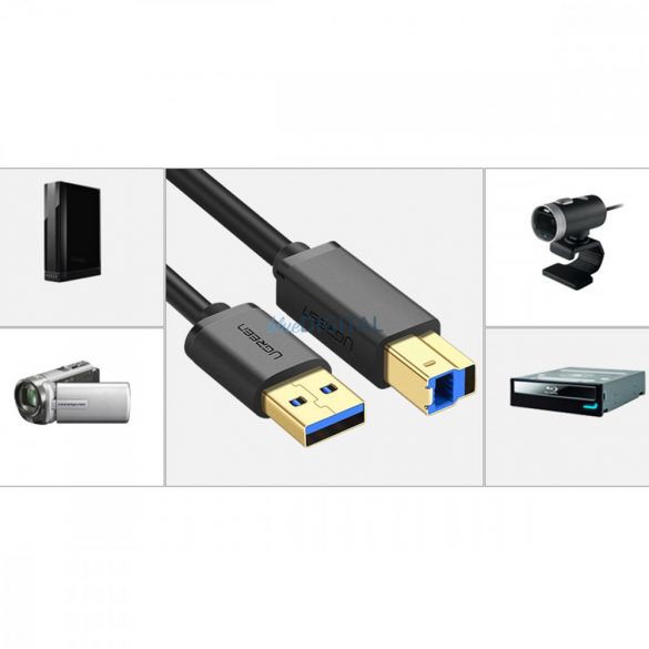 Cablu imprimante Ugreen USB-A - USB-B 5Gb/s 2m negru (US210)