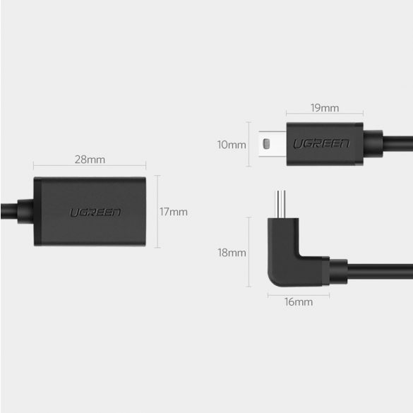 Ugreen US249 10383 mini USB-B (mascul) / USB-A (femă) Adaptor OTG 10cm - gri