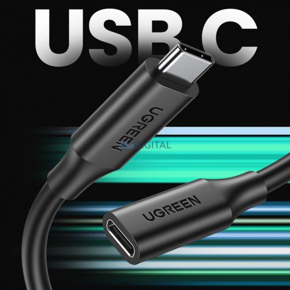 Adaptor extensie cablu Ugreen USB C (mascul) - USB C (fema) 100W 10Gb/s 1m negru