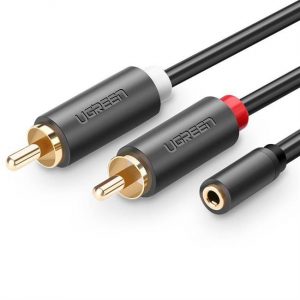 UGREEN 3,5 mm jack 2 RCA cablu audio de la mascul la femelă 0,25m (gri)