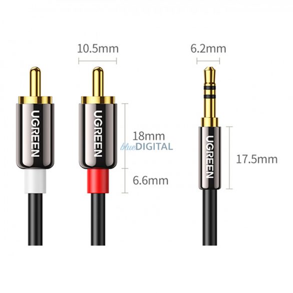 Cablu Ugreen cablu audio mini jack 3,5 mm - 2RCA 1,5 m negru (AV116)