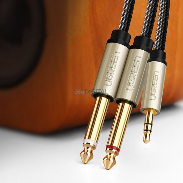 Cablu Ugreen cablu audio mini jack 3,5 mm - 2 x jack 6,35 mm 1m gri (AV126)