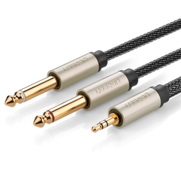 Ugreen cablu audio cablu mini jack 3.5 mm - 2 x jack 6.35 mm 2m gri (AV126)