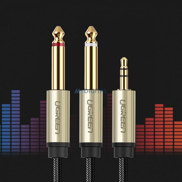 Ugreen cablu audio cablu mini jack 3.5 mm - 2 x jack 6.35 mm 2m gri (AV126)