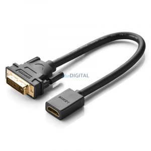 Cablu adaptor cablu Ugreen DVI (mascul) - HDMI (fema) 0,15 m negru (20118)