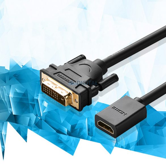 Cablu adaptor cablu Ugreen DVI (mascul) - HDMI (fema) 0,15 m negru (20118)