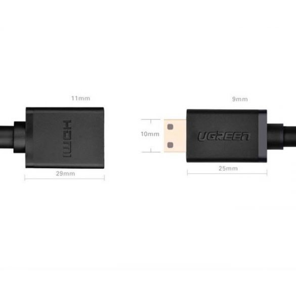 UGREEN Mini HDMI de sex masculin la HDMI de sex feminin cablu adaptor 22cm (negru)