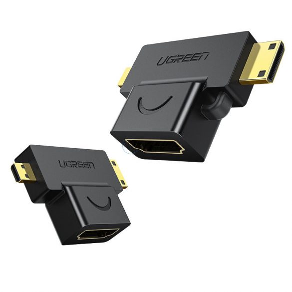 Ugreen adaptor HDMI tip A (mama) la mini HDMI (tata) / micro HDMI (tata) negru (20144)