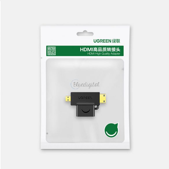 Ugreen adaptor HDMI tip A (mama) la mini HDMI (tata) / micro HDMI (tata) negru (20144)