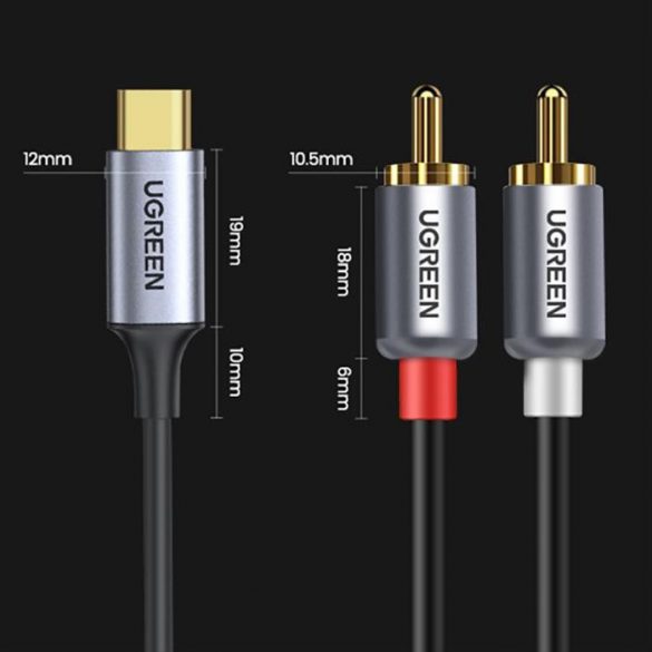 Ugreen CM451 USB-C la cablu audio 2XRCA de la mascul la mascul