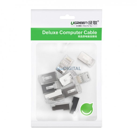 Ugreen 10x conector RJ45 8P8C (UTP Cat. 6 / Cat. 5 / Cat. 5e) argintiu (NW111)