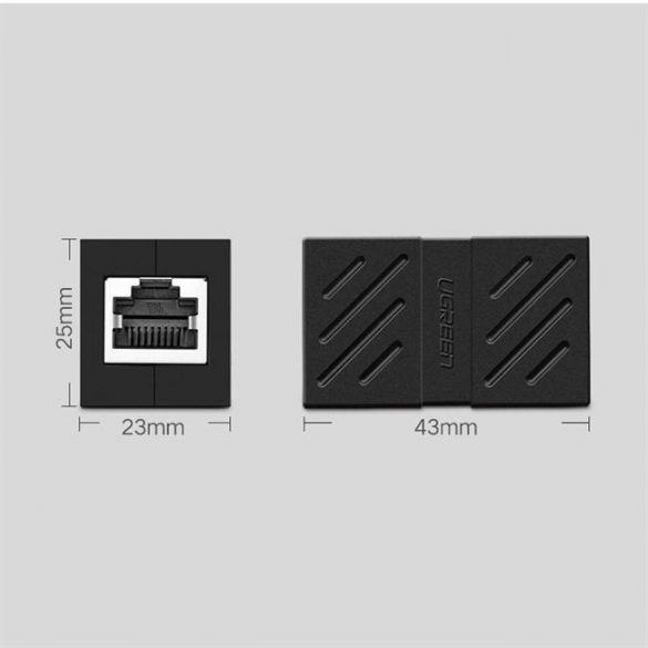 UGREEN RJ 45 Network Keystone Jack In-Line Coupler RJ 45 femela la femela (negru)