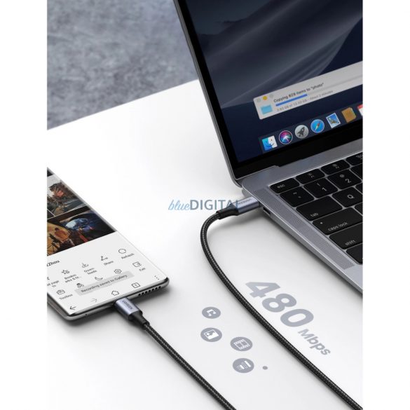 Cablu USB-C / USB-C Ugreen US316 480Mb/s 5A 0,5m - gri