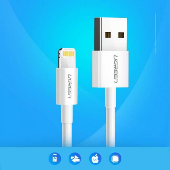 Cablu USB UGREEN Lightning (carcasa ABS) Alb 1M