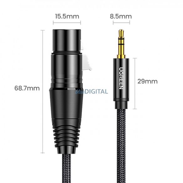 Cablu audio Ugreen 3.5mm mini jack (tata) - XLR (mama) 1m negru (AV182)