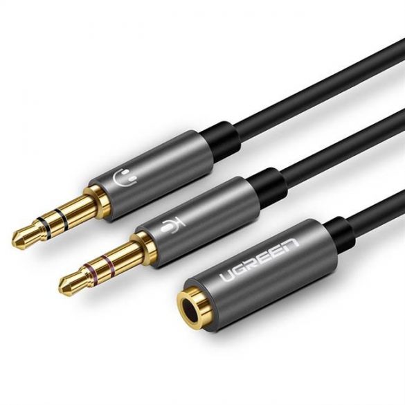 UGREEN Cablu audio jack 3,5 mm 2 APAHusădin aluminiu (negru)