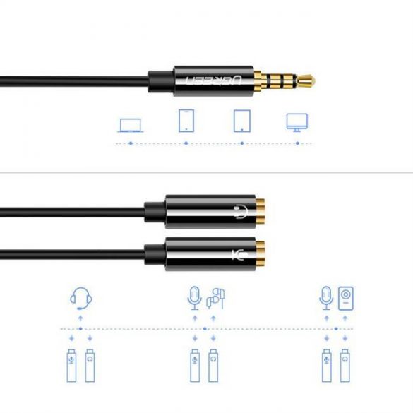 UGREEN 3,5 mm de sex masculin la 2 femei cablu audio ABS husă (negru)