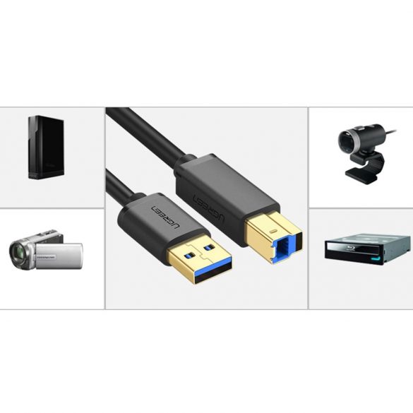 Cablu de imprimantă Ugreen US210 30753 USB-A 3.0 / USB-B 5Gbps 1m - negru