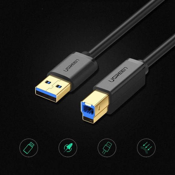 Cablu de imprimantă Ugreen US210 30753 USB-A 3.0 / USB-B 5Gbps 1m - negru