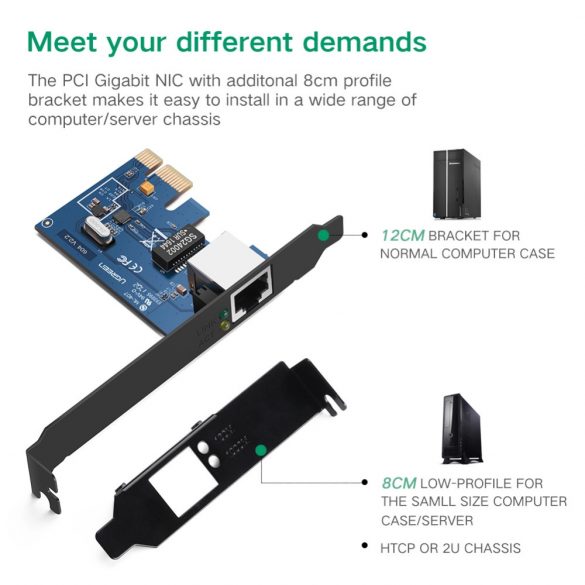 Placă de rețea PCI-E Ugreen US230 Gigabit 10/100/1000Mbps - negru