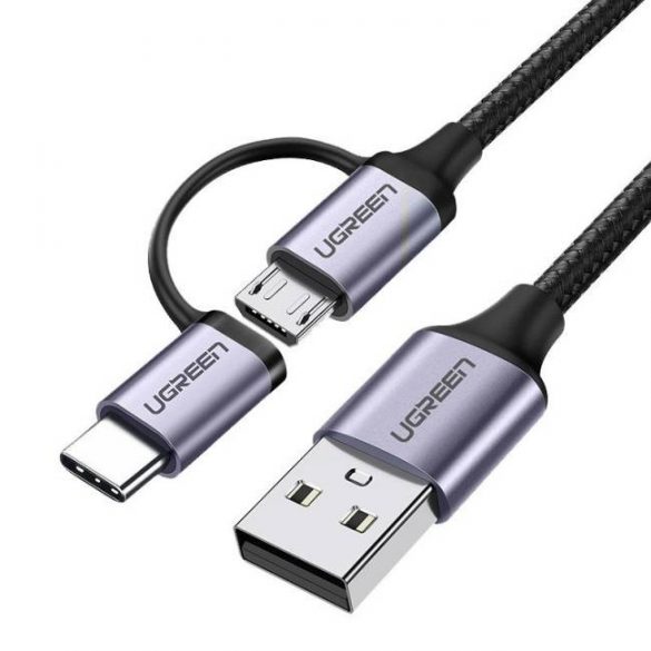 UGREEN USB-A Micro USB + cablu USB tip c 1m (negru)