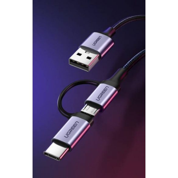 UGREEN USB-A Micro USB + cablu USB tip c 1m (negru)