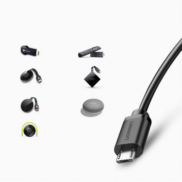 Adaptor de rețea externă Ugreen USB 100Mbps pentru Chromecast cu cablu de 1 m, negru (30985)