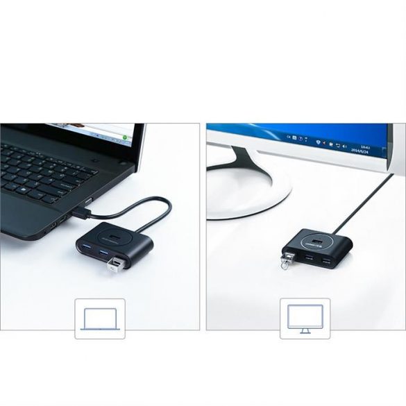 Ugreen USB 3.2 Gen 1 HUB 4x USB cu port USB tip C 1m negru (CR113 40850)