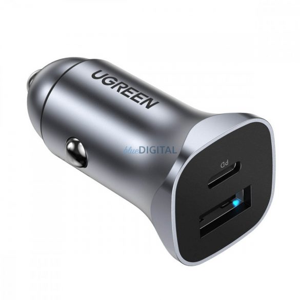 Încărcător rapid auto Ugreen USB-A / USB-C 18W gri (CD130)