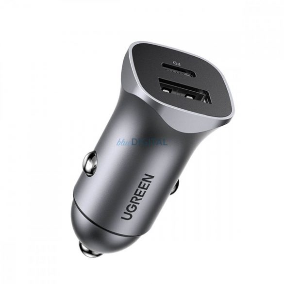 Încărcător rapid auto Ugreen USB-A / USB-C 18W gri (CD130)