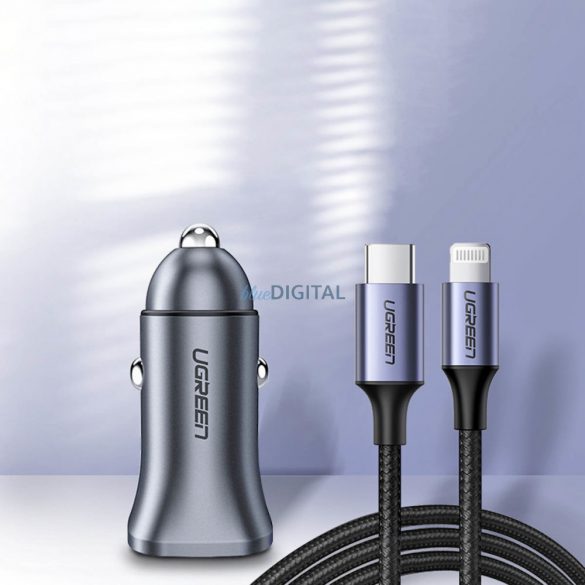 Încărcător rapid auto Ugreen USB-A / USB-C 18W gri (CD130)