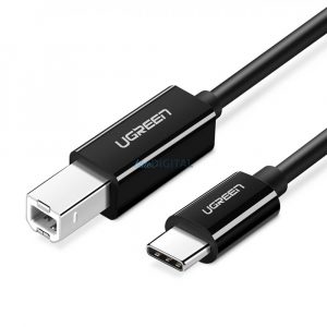 Cablu imprimantă Ugreen USB-C - USB-B 480Mb/s 2m negru (US241)