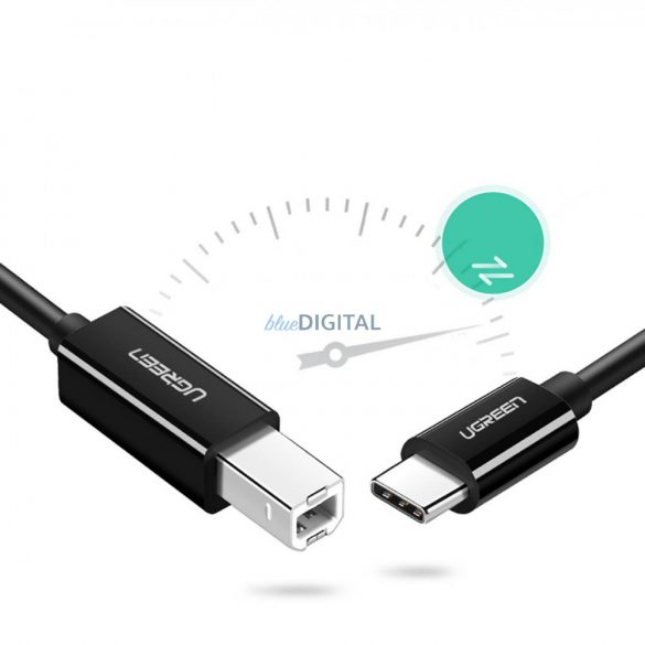 Cablu imprimantă Ugreen USB-C - USB-B 480Mb/s 2m negru (US241)