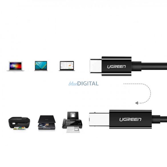 Cablu imprimantă Ugreen USB-C - USB-B 480Mb/s 2m negru (US241)