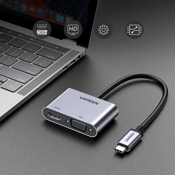 Ugreen CM162 50505 USB-C - Adaptor HDMI / VGA / USB-A 3.0 / USB-C PD - gri