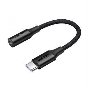 Adaptor pentru căști Ugreen de 3,5 mm mini jack la USB tip C 10cm negru