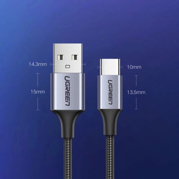 Cablu Ugreen US288 60124 USB-A / USB-C QC 3.0 3A 0,25 m - gri