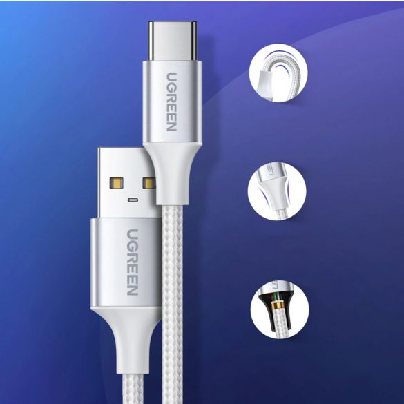 Cablu Ugreen US288 60130 USB-A / USB-C QC 3.0 3A 0.5m - alb