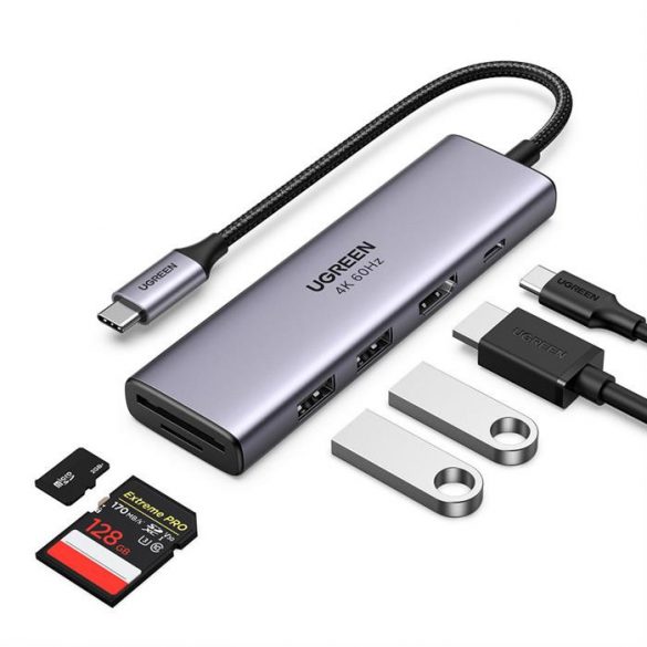 Ugreen CM511 USB-C la 2xUSB3.0 + HDM I+ SD/TF + PD