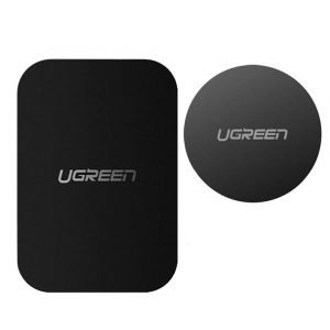 Ugreen LP123 60410 plăci metalice rotunde/dreptunghiulare pentru suporturi magnetice pentru telefon - negru (2 buc)