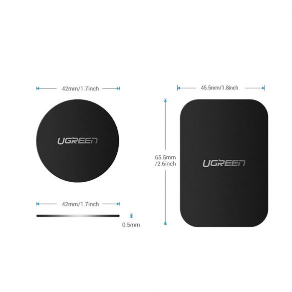 Ugreen LP123 60410 plăci metalice rotunde/dreptunghiulare pentru suporturi magnetice pentru telefon - negru (2 buc)