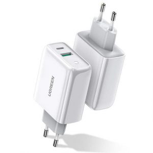 Ugreen încărcător de perete USB Type-c / USB 36 W Quick Charge 4.0 putere de ieșire alb (60468 CD170)