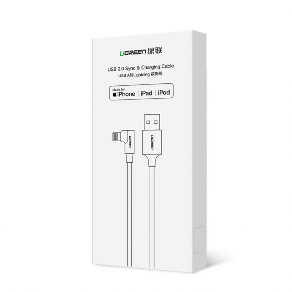 Ugreen US299 60555 cablu Lightning în unghi / USB-A MFi 2,4A 1m - roșu