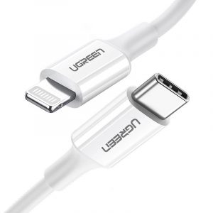 Cablu Ugreen USB tip C - cablu Lightning 3A 0,25 m alb (US171)