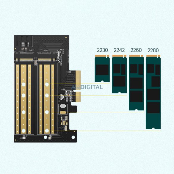 Adaptor card de expansiune Ugreen PCIe 3.0 x4 la SSD M.2 M-Key / M.2 B-Key negru (CM302)