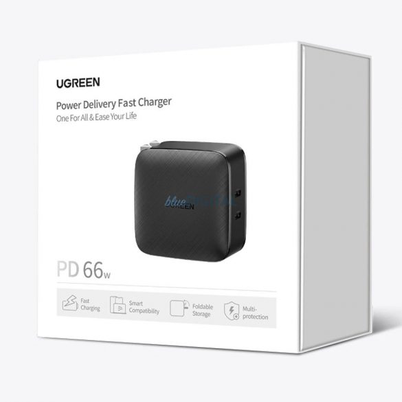 Ugreen CD216 Încărcător AC cu 2 conexiuni USB-C 66W PD3.0 QC4.0 - negru