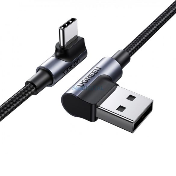 Cablu înclinat Ugreen 90° USB C - USB 2.0 480Mbps 3A 3m negru (US176)